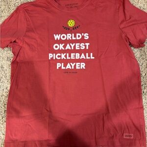 Life Is Good Red 'World's Okayest Pickleball Player' Graphic Tee